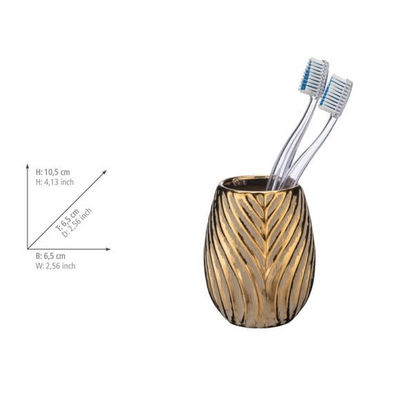 Keramický kelímek na zubní kartáčky ve zlaté barvě Idro – Wenko-image-2