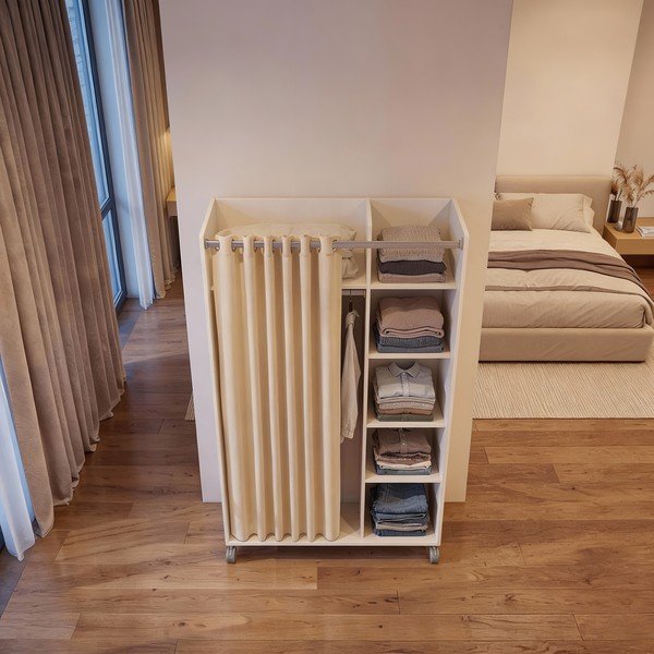 Bílo-béžová šatní skříň 100x160 cm Kit – Tvilum-image-3