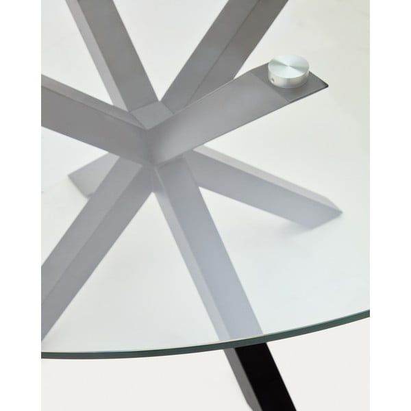 Černý kulatý jídelní stůl se skleněnou deskou ø 150 cm Argo – Kave Home-image-3