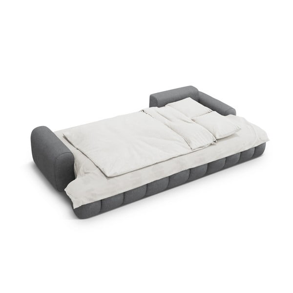 Šedá rozkládací/s úložným prostorem rohová pohovka (pravý roh/s lenoškou) Linz – Cosmopolitan Design-image-4