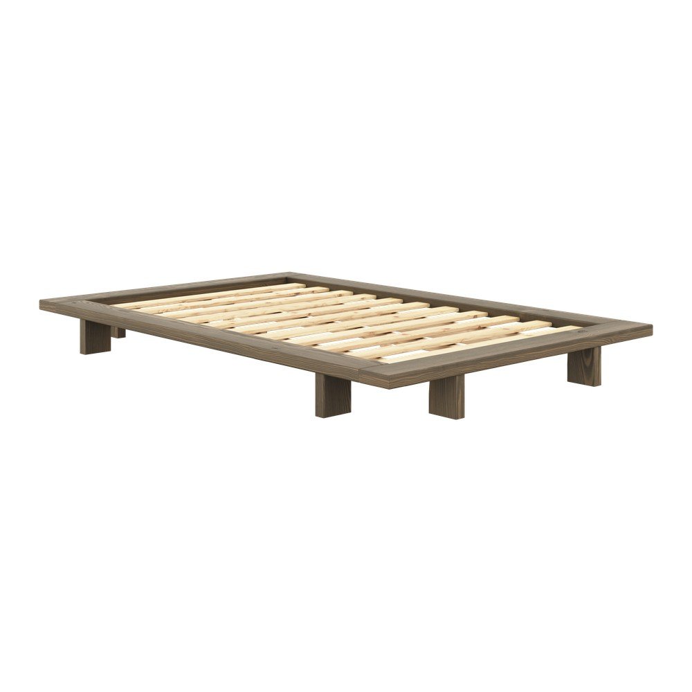 Brown single bed in pine wood with slatted frame 120x200 cm Japan – Karup Design