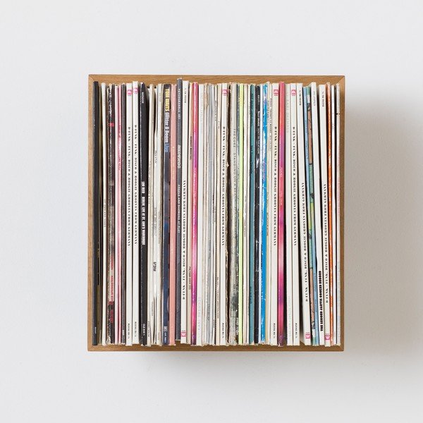 Police na vinylové desky z dubového dřeva das kleine b Platte, výška 35 cm-image-1