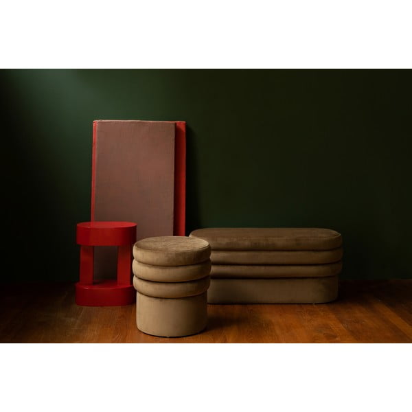 Hnědý sametový taburet Aditi – Dutchbone-image-2