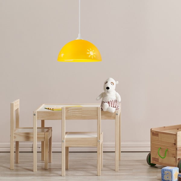 Okrově žluté dětské svítidlo se skleněným stínidlem ø 30 cm Day & Night – LAMKUR-image-2