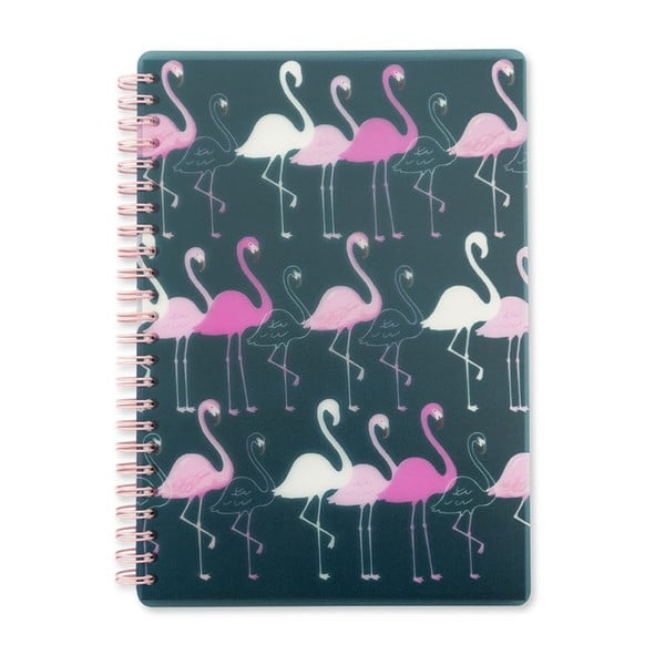 Tmavě modrý zápisník GO Stationery Flamingo