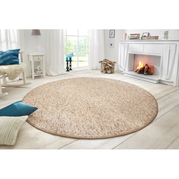Světle hnědý kulatý koberec ø 133 cm Wolly – BT Carpet-image-1
