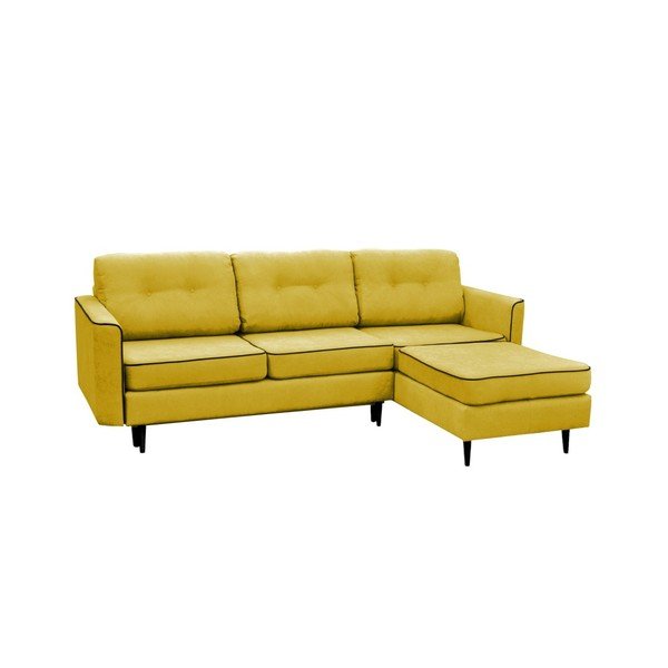 Žlutá rozkládací pohovka s černými nohami Mazzini Sofas Dragonfly, pravý roh-image-3