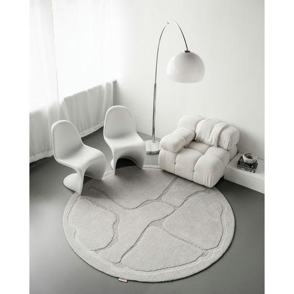 Světle šedý vlněný kulatý koberec ø 200 cm Morphic Organica – Agnella-image-1
