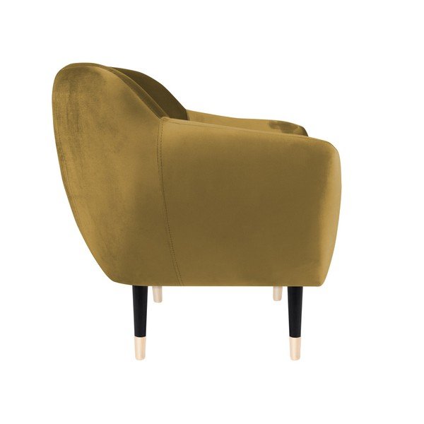 Hořčicově žluté křeslo s černými nohami Mazzini Sofas Amelie-image-3