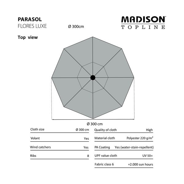 Modrý slunečník ø 300 cm Flores - Madison-image-2