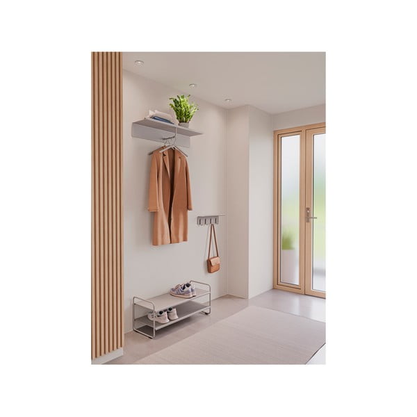 Světle šedý ocelový nástěnný věšák s poličkou 11,5 cm A-Hallway – Zone-image-2