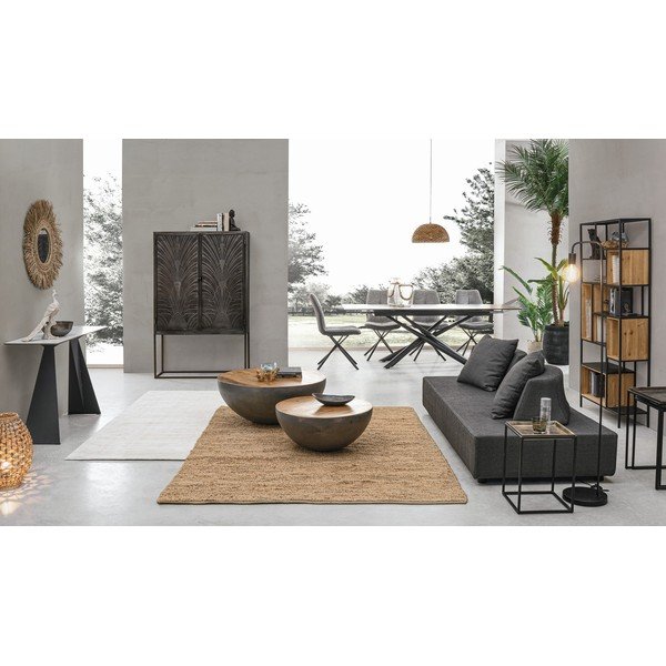 Šedý/v přírodní barvě kovový kulatý konferenční stolek ø 90 cm Lancaster – Bizzotto-image-4