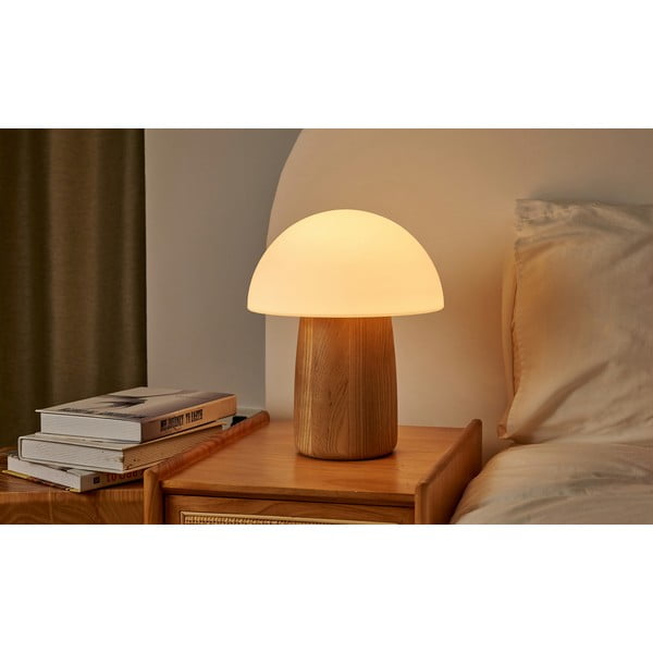 Stmívatelná stolní lampa v přírodní barvě se skleněným stínidlem (výška 32 cm) Alice – Gingko-image-2