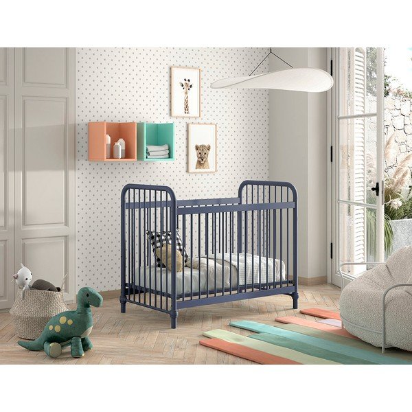 Modrá kovová postýlka 60x120 cm BRONXX – Vipack-image-1