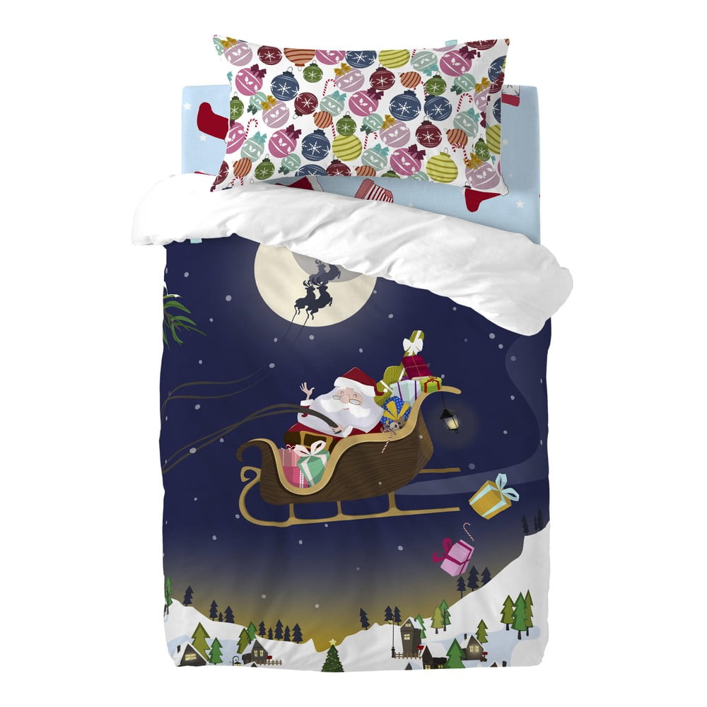 Dětské bavlněné povlečení na peřinu a polštář Mr. Fox Merry Christmas, 115 x 145 cm