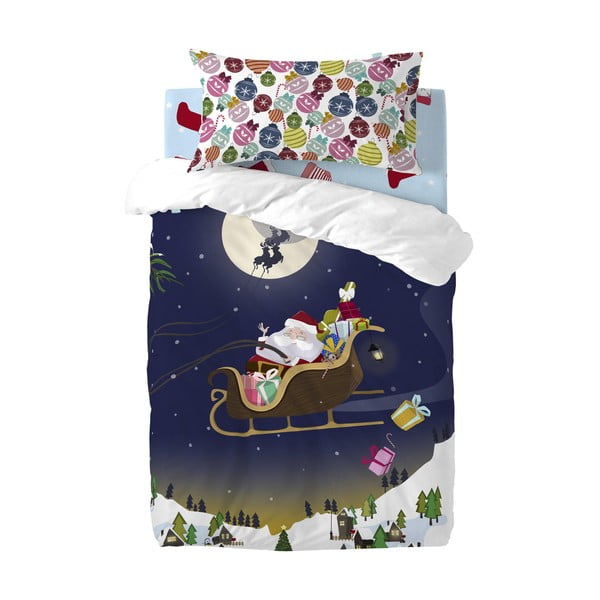 Dětské bavlněné povlečení na peřinu a polštář Mr. Fox Merry Christmas, 115 x 145 cm