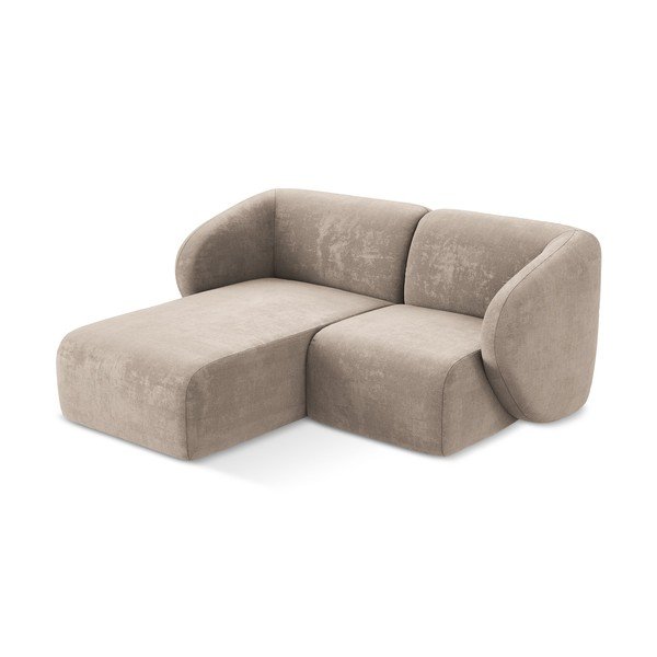 Světle hnědá žinylková rohová pohovka (levý roh/s lenoškou) Lani – Makamii-image-2