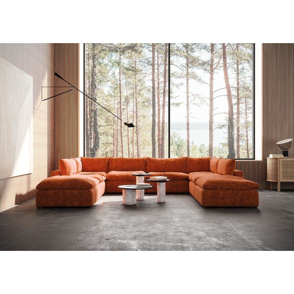 Rohová pohovka v cihlové barvě do "U" Moonlight – Furninova -image-1