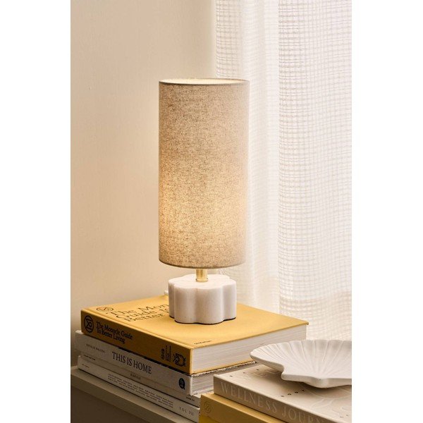 Bílá/béžová lněná stolní lampa (výška 33 cm) Joline – Ellos Home-image-1