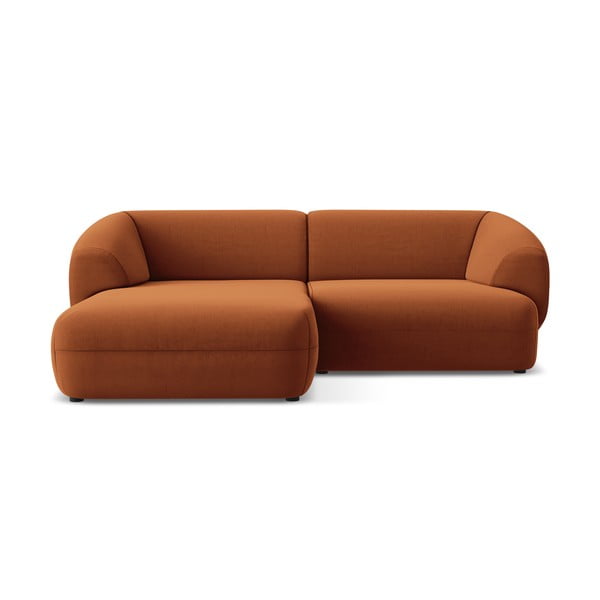 Oranžová sametová rohová pohovka (levý roh) Moana – Makamii