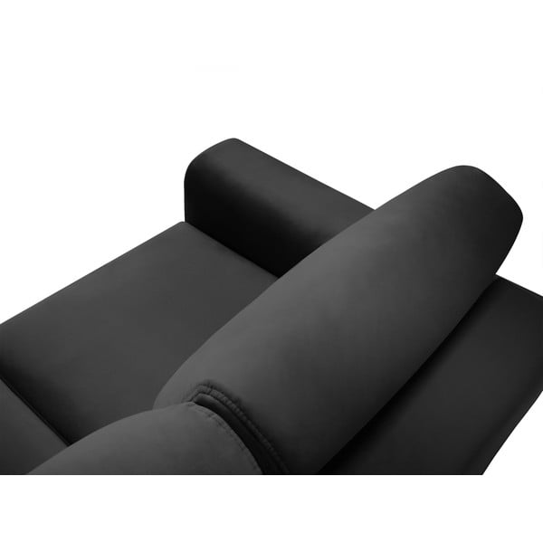 Tmavě šedá sametová rozkládací/s úložným prostorem rohová pohovka Kyoto – Cosmopolitan Design-image-4