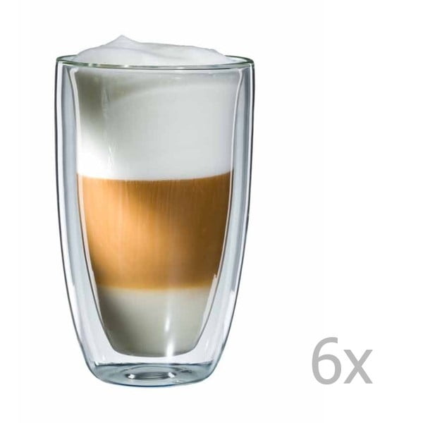 Sada 6 skleněných hrnků na latte macchiato bloomix