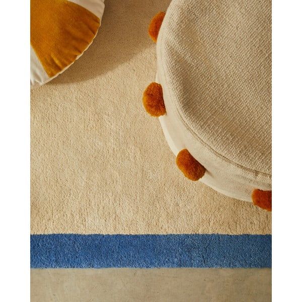 Modro-béžový bavlněný koberec 90x150 cm Nalim – Kave Home-image-1