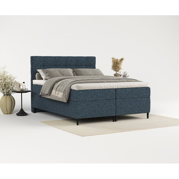 Tmavě modrá boxspring postel s úložným prostorem 180x200 cm Urbaneo – Maison de Rêve-image-1