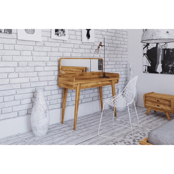 Toaletní stolek z dubového dřeva se zrcadlem 110x45 cm Retro - The Beds-image-1