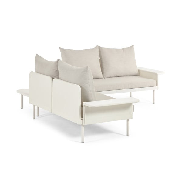 Bílá hliníková zahradní rohová pohovka se stolkem Kave Home Zaltana-image-3