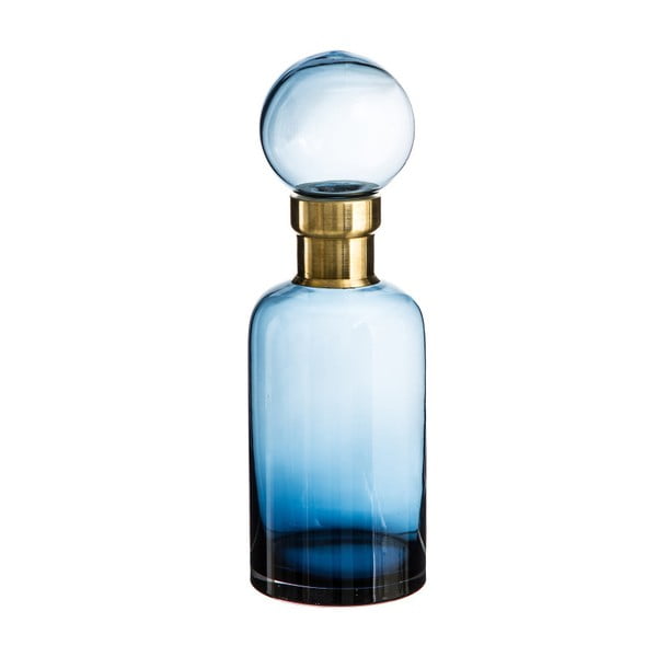 Modrá dekorativní lahev Denzzo Saulo, výška 34 cm