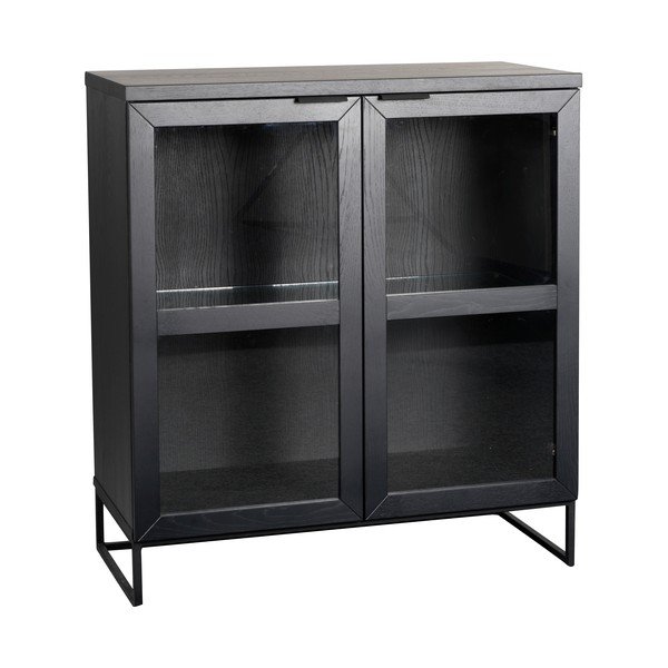 Černá vitrína z dubového dřeva 95x105 cm Everett - Rowico-image-2