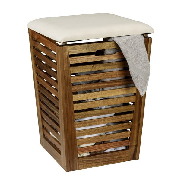 Dřevěný koš na prádlo v tmavě přírodní barvě 55 l Fondi – Wenko
