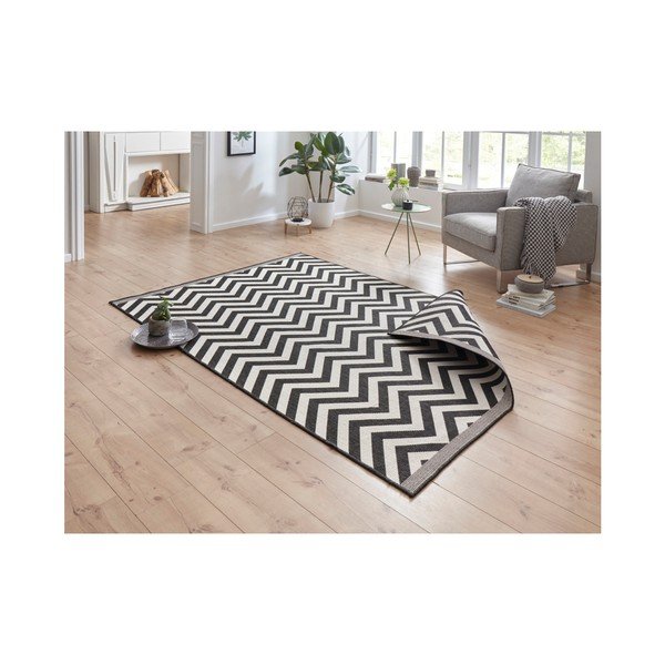 Černo-krémový oboustranný vysoce odolný koberec Bougari Twin Supreme Mismo, 230 x 160 cm-image-2
