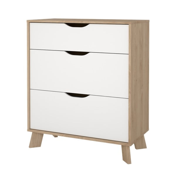 Bílá/v přírodní barvě komoda v dekoru dubu 79x92x40 cm Ikast – Tvilum-image-2