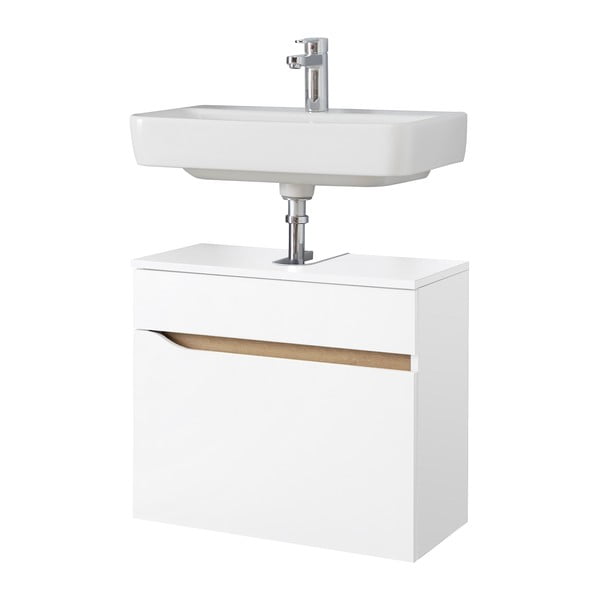 Bílá nízká závěsná skříňka bez umyvadla 60x53 cm Set 857 – Pelipal-image-3