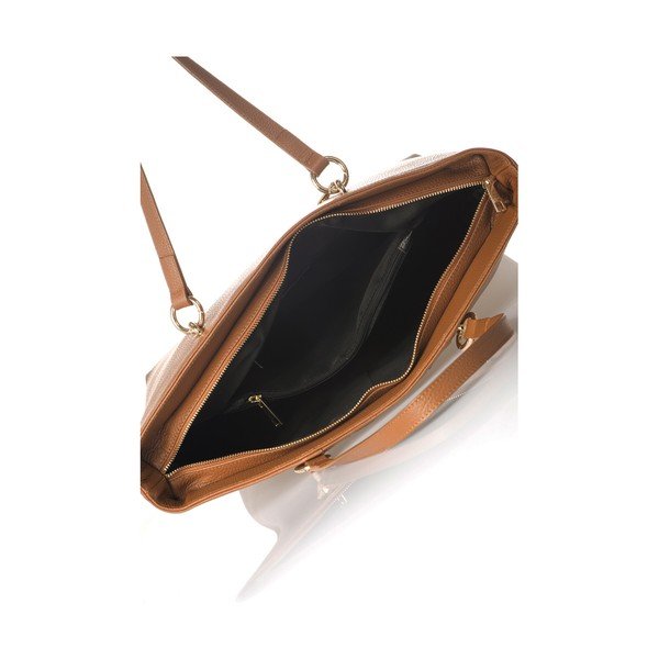 Koňakově hnědá kožená kabelka Federica Bassi Cognac-image-2