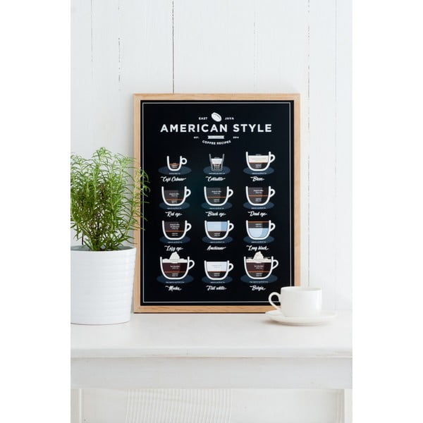 Černý plakát Follygraph American Style Coffee, 40 x 50 cm