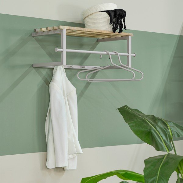Kovový nástěnný věšák v přírodní barvě/taupe s poličkou 76 cm Marco – Spinder Design-image-4