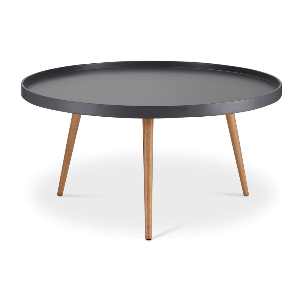 Šedý konferenční stolek s nohami z bukového dřeva Furnhouse Opus, Ø 90 cm
