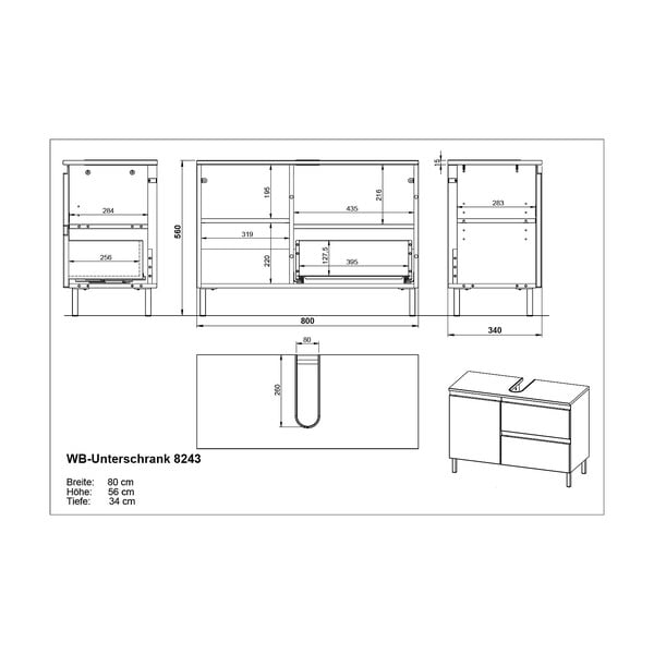 Bílá skříňka pod umyvadlo 80x56 cm Salinas - Germania-image-4