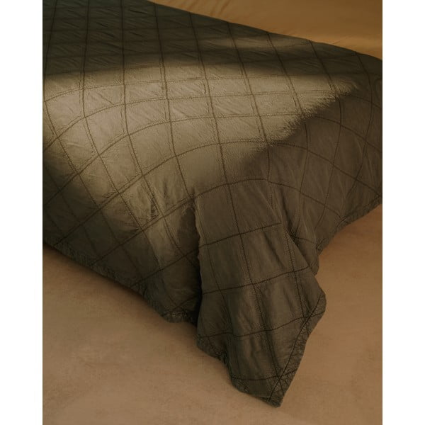 Zelený bavlněný prošívaný přehoz 180x260 cm Serla – Kave Home-image-1