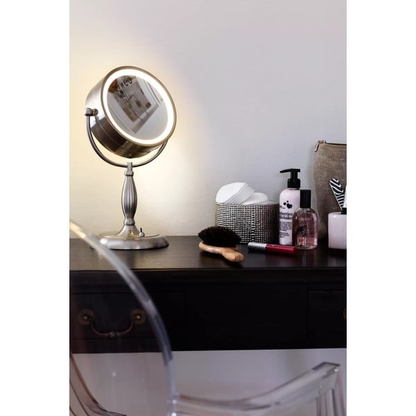 Stolní zrcadlo s osvětlením ve stříbrné barvě Markslöjd Face, ø 16,2 cm-image-1