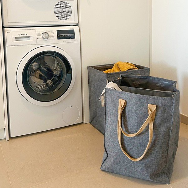 Šedý látkový koš na prádlo 71 l Laundry Hub Tweed duplo – Rolser-image-1