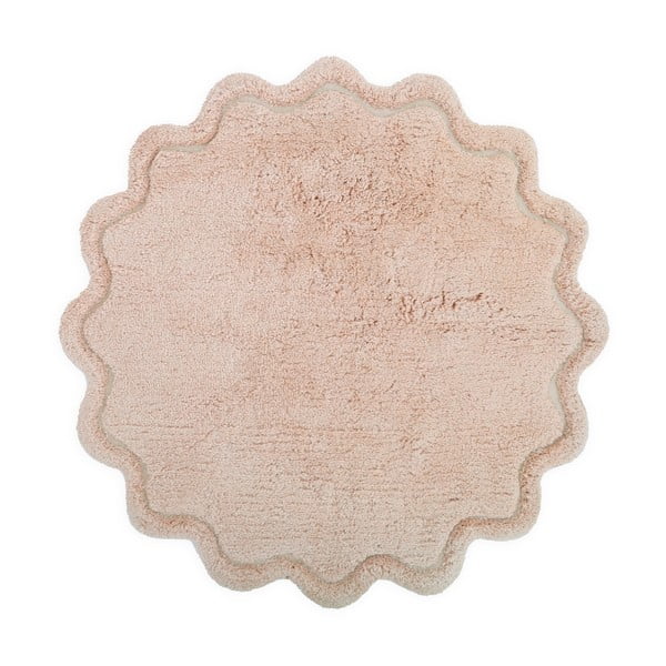 Světle růžový pratelný ručně tkaný bavlněný kulatý koberec ø 110 cm Sweet April Nude – Nattiot