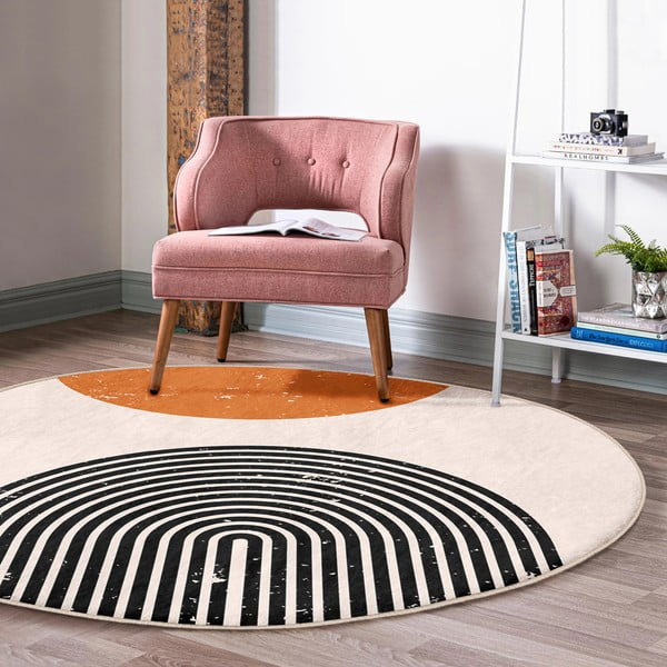 Oranžovo-krémový pratelný kulatý koberec vhodný pro robotické vysavače ø 120 cm Comfort – Mila Home-image-1