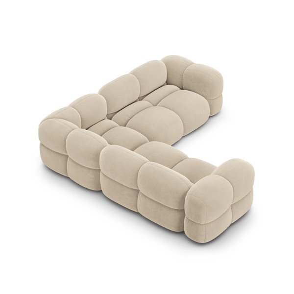 Béžová sametová rohová pohovka Loretto – Cosmopolitan Design-image-4