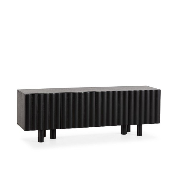 Černý TV stolek z mangového dřeva 160x55x40 cm Tamira – MOME