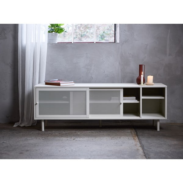 Šedý kovový TV stolek 160x55x45 cm Veep – Unique Furniture-image-1