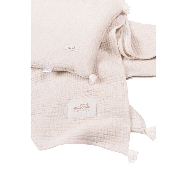 Krémová mušelínová dětská deka a polštář v sadě 100x130 cm Muslin Linen – Malomi Kids-image-2